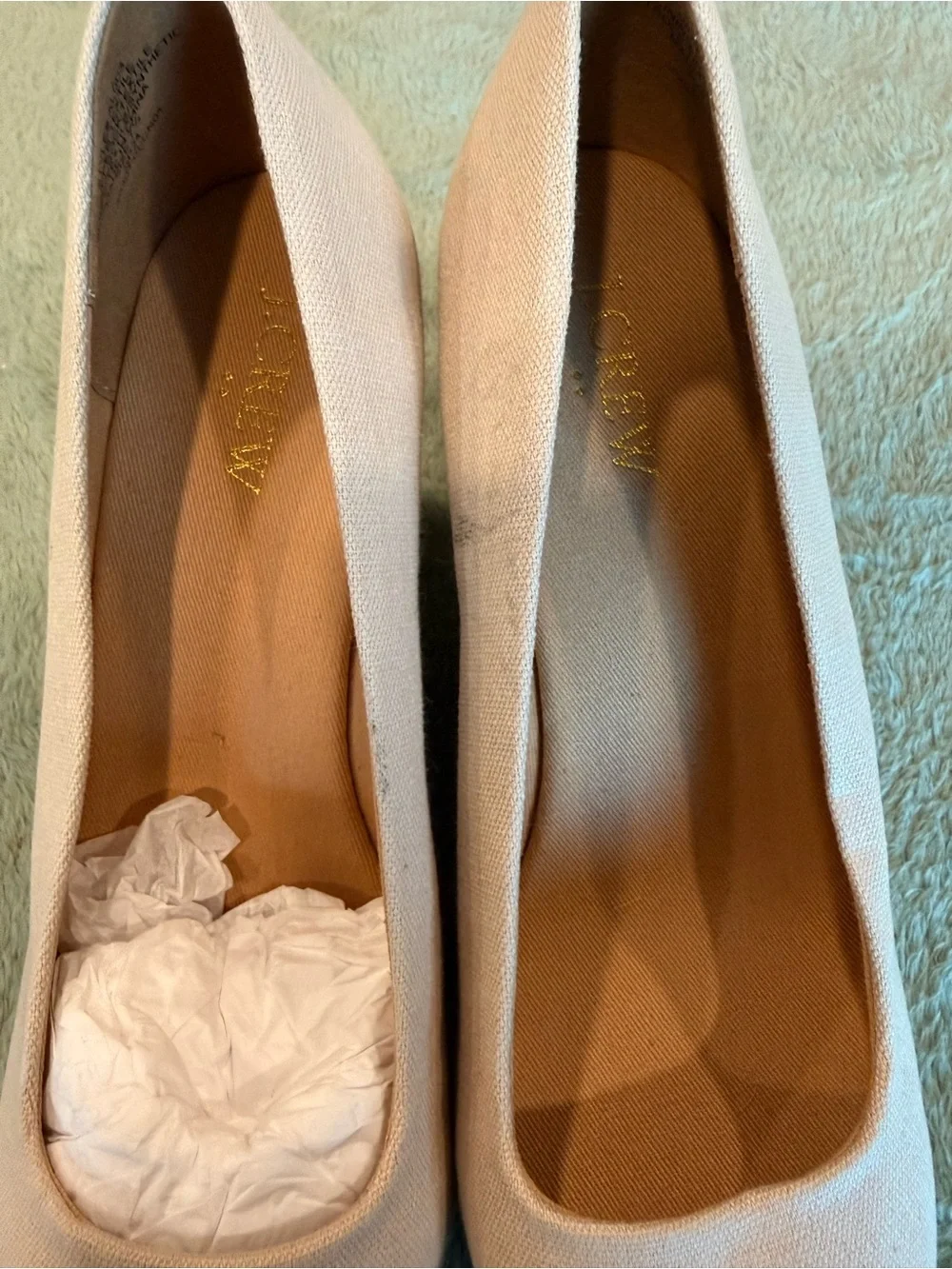 J.Crew Espadrille Wedge Heels Nude Canvas Rope Platform Size 7.5